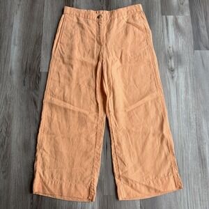J. JILL Love Linen Orange Semi Elastic Waist Wide Leg Casual Everyday Pants Sz S